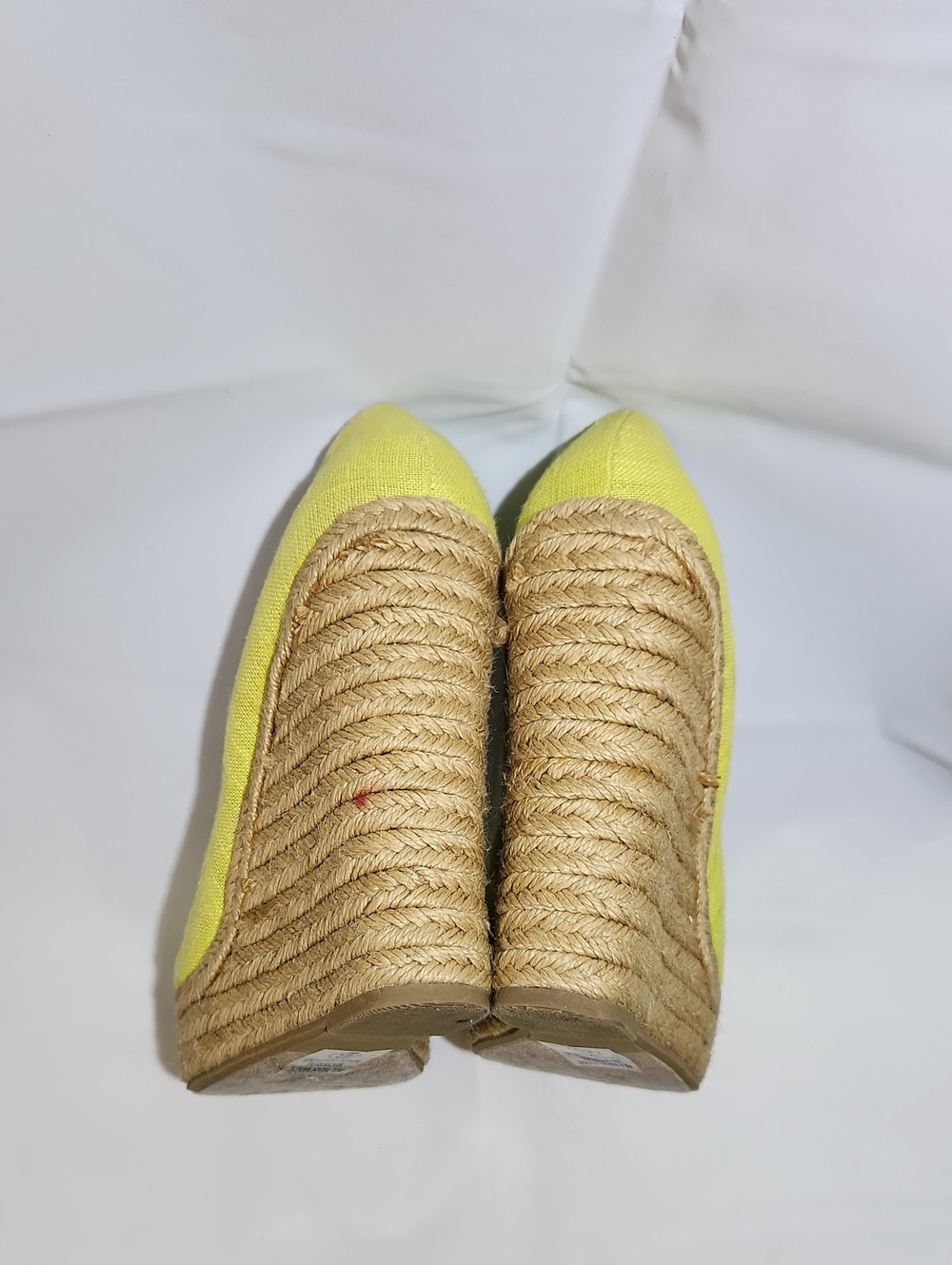My Delicious Glow Yellow Neon Linen Espadrille Wedges - Size 6 - Picture 6 of 10